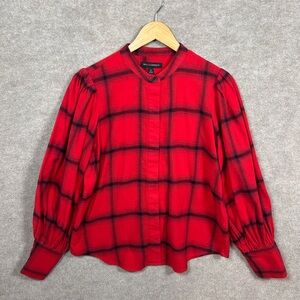 Banana Republic Vibrant Red and Black Checkered Shirt